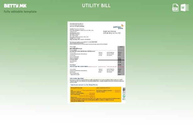 модерен стил Шпанија гас Природен шаблон за комунални сметки fenosa
